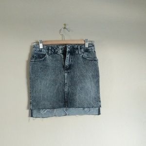 H&M Skirt Denim Black Distressed 2 Hi-Low Hem